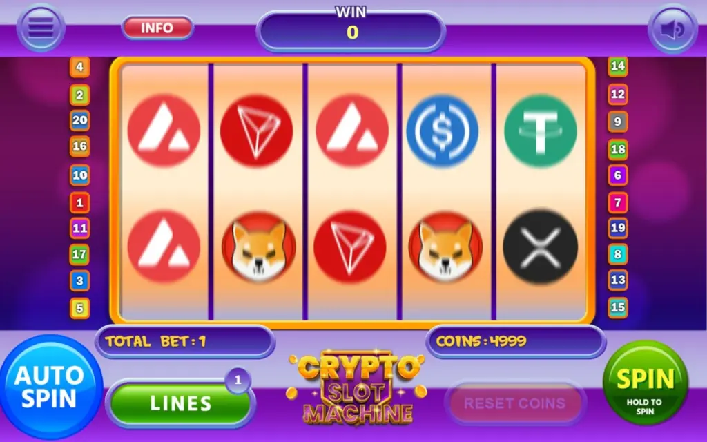 Crypto casino games including slots blackjack and roulette in active gameplay