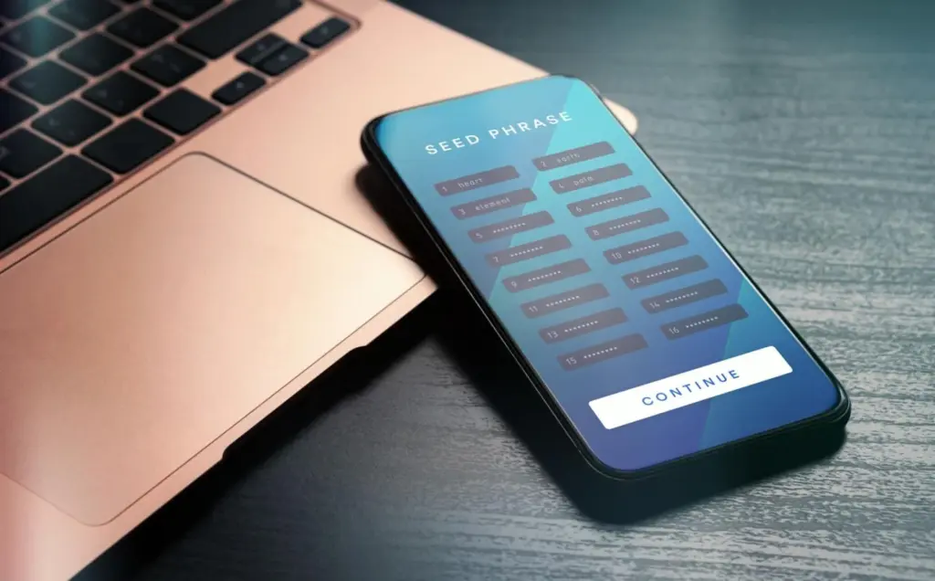 User securing cryptocurrency wallet by storing private keys and verifying transactions